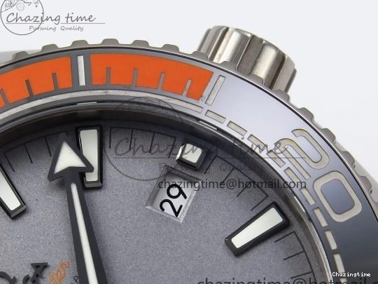 0415 Comfortable Planet Ocean 43.5mm SS VSF 1:1 Best Edition Black Orange Bezel Gray Dial on Nylon Strap A8900 Super Clone V 7730